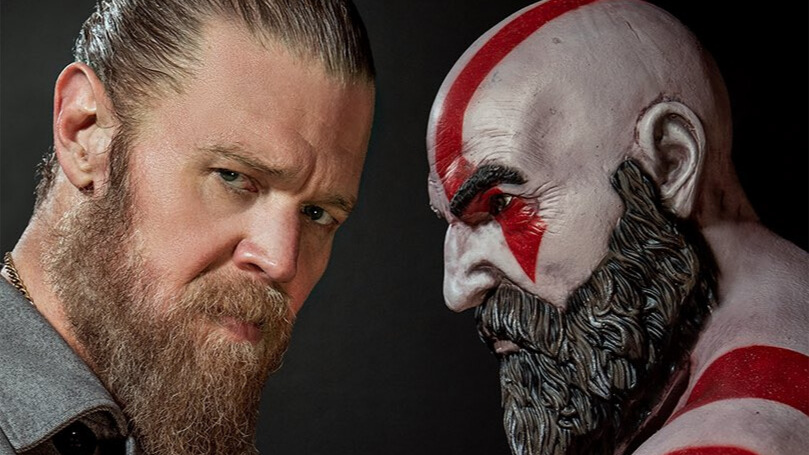 Imagem de Ryan Hurst e Kratos, de God of War