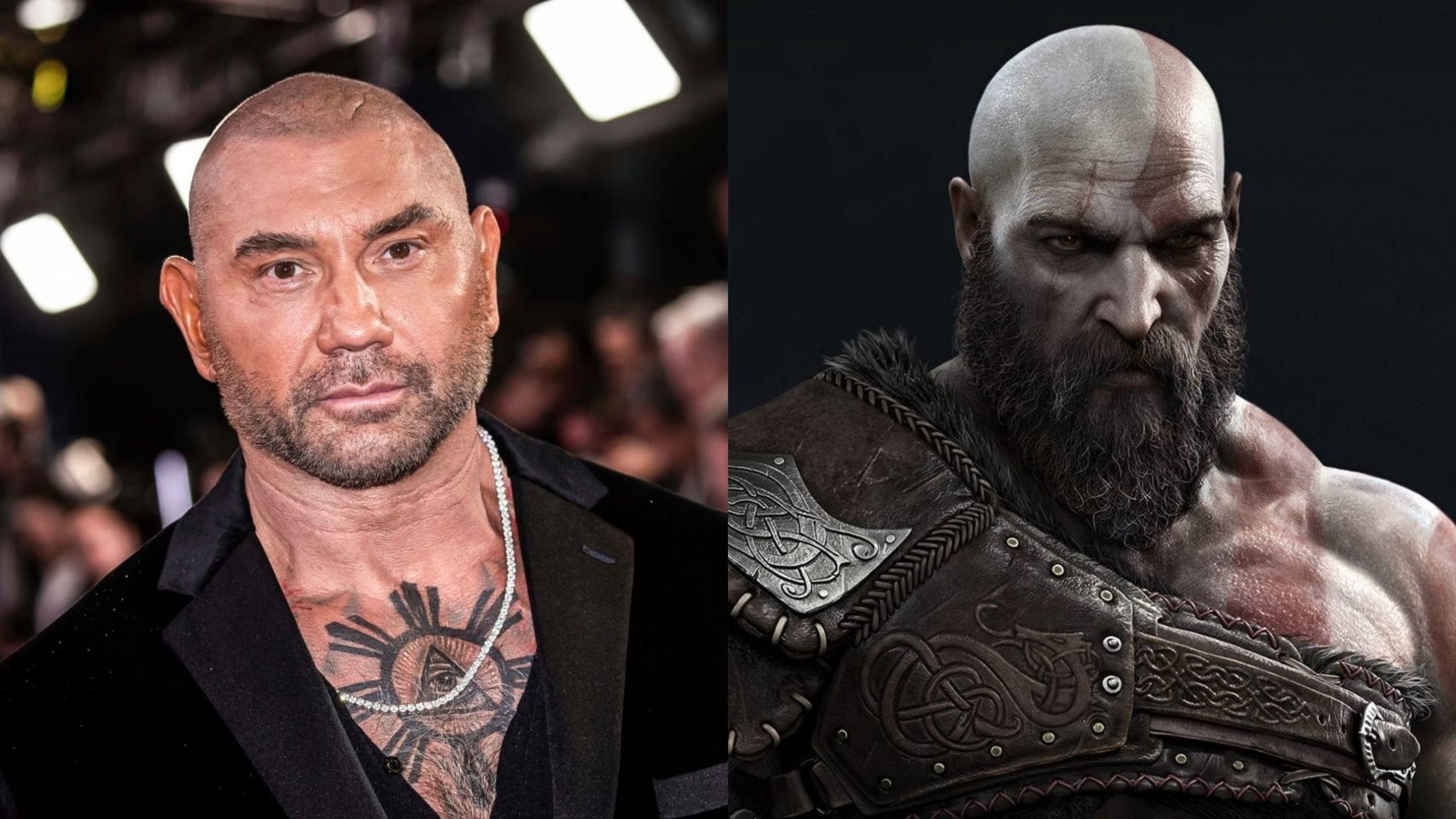 Imagem Dave Bautista e Kratos
